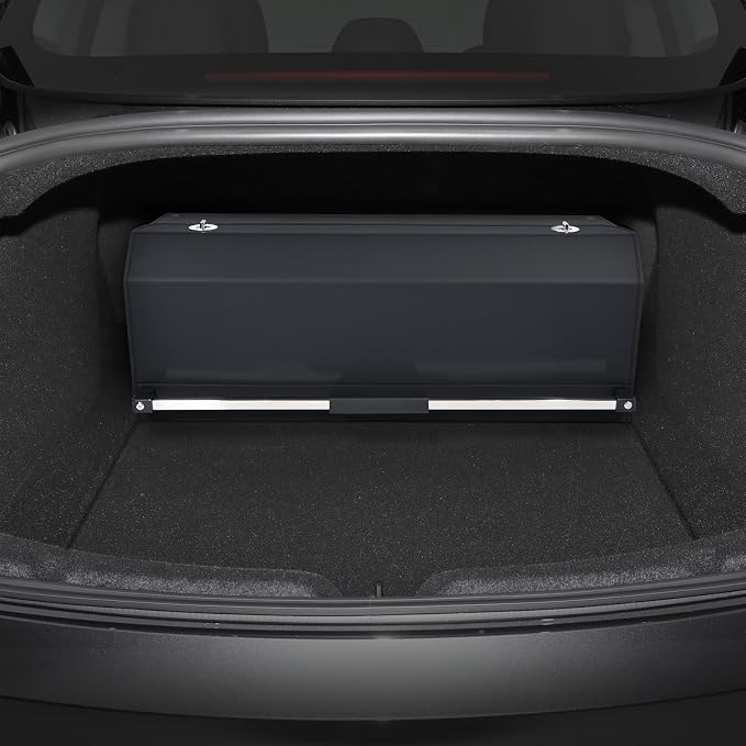 Car Trunk Organizer for 2021-2023 Tesla Model 3, Leather Sturdy Car Storage Organizer Trunk Organizer for Suv with Lid and Push-pull Handle (Black, 30.7 * 11.4 * 12.2in)