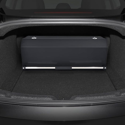 Car Trunk Organizer for 2021-2023 Tesla Model 3, Leather Sturdy Car Storage Organizer Trunk Organizer for Suv with Lid and Push-pull Handle (Black, 30.7 * 11.4 * 12.2in)