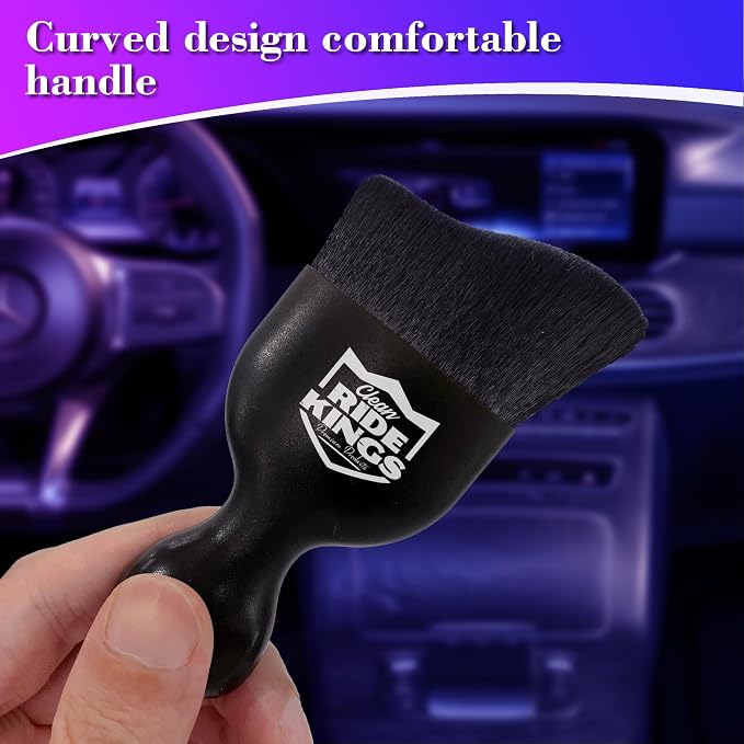 Car Cleaning Brush,Dust Brush Clean Tool with Cover,Interior Car Dashboard Cleaner Soft Bristles for Leather,Engine Compartment,Air Conditioner,Vents,Panels & Computer (Black)|2packs