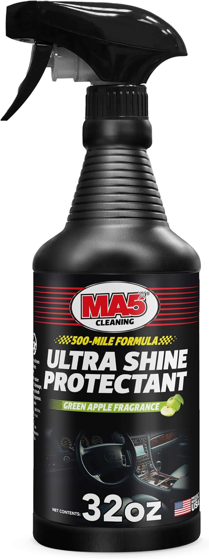 MA5X Ultra Shine Protectant | Car Interior Cleaner | Multi-Surface Car Interior Protectant with Green Apple Scent | UV Resistant | 32oz Spray Bottle | Pack of 1