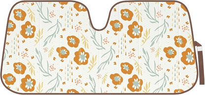 Carbella Orange Floral Car Windshield Sun Shade - Sun Visor Sunshade for Car Windshield - Window Shades for Cars, SUV & Truck - Dash Cover UV Protection for Front Window Shade Accessories - 57" x 27"
