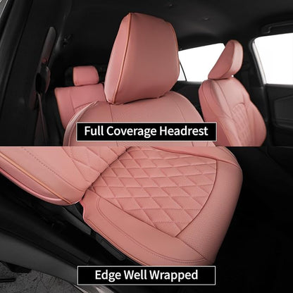 EKR Rav4 Seat Covers Custom Fit for Toyota Rav4 (Hybrid) Woodland/Limited 2026, Leather Car Seat Cover Full Set for SUV,Faux Leather(Pink)