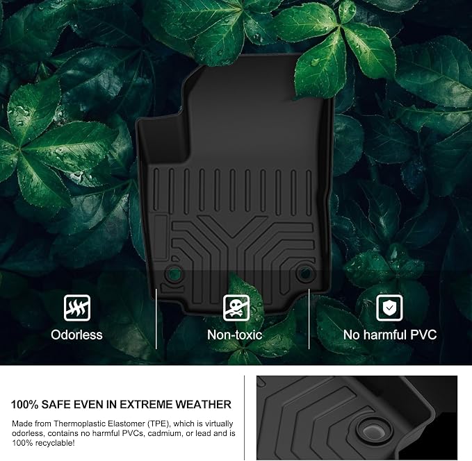 KIWI MASTER Floor Mats for 2018-2024 Chevy Equinox/GMC Terrain Front Rear 2 Row Seat All Weather Mat TPE Slush Liners Black