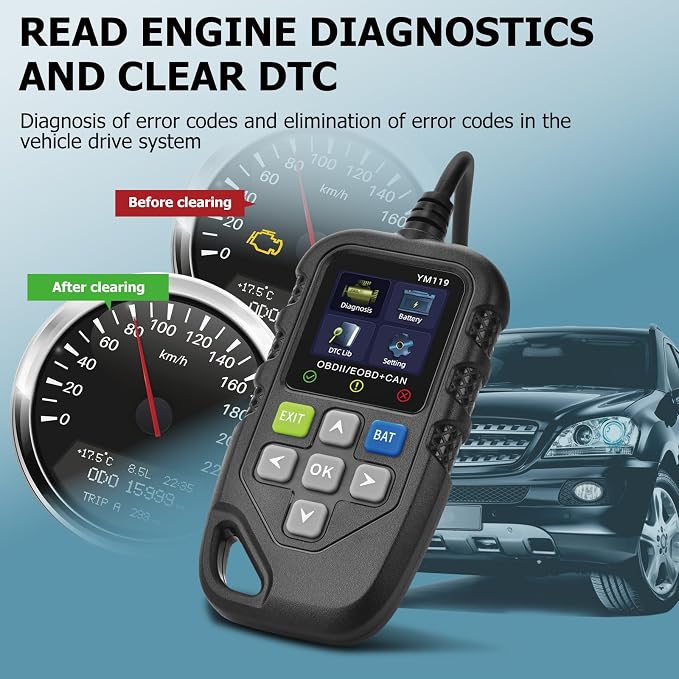 Universal OBD II Scanner Diagnostic Tool Car Engine Fault Code Reader CAN Diagnostic Scan Tool, Read and Clear Error Codes for 1996 Cars