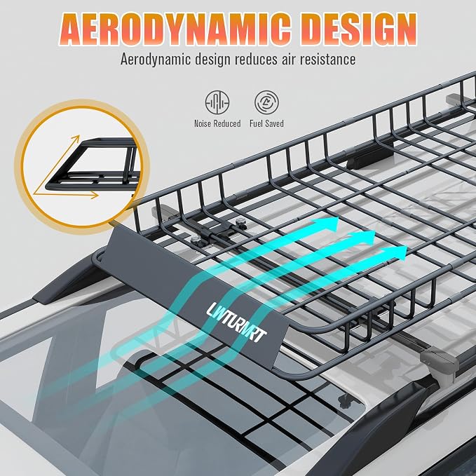 LWTURMRT Roof Rack Cargo Carrier Basket 84(L) X39(W) Heavy Duty 200Pounds Extension Travel with 2 Piece of Net