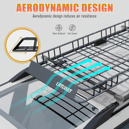 LWTURMRT Roof Rack Cargo Carrier Basket 84(L) X39(W) Heavy Duty 200Pounds Extension Travel with 2 Piece of Net