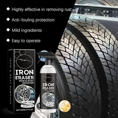 Car Iron Remover, 120ml Rust Removal Spray, Wheel Cleaner Iron Remover, for Car Auto Truck Motorcycle RV Vehicle Paint Tire Rim Hub Brake Oxidation