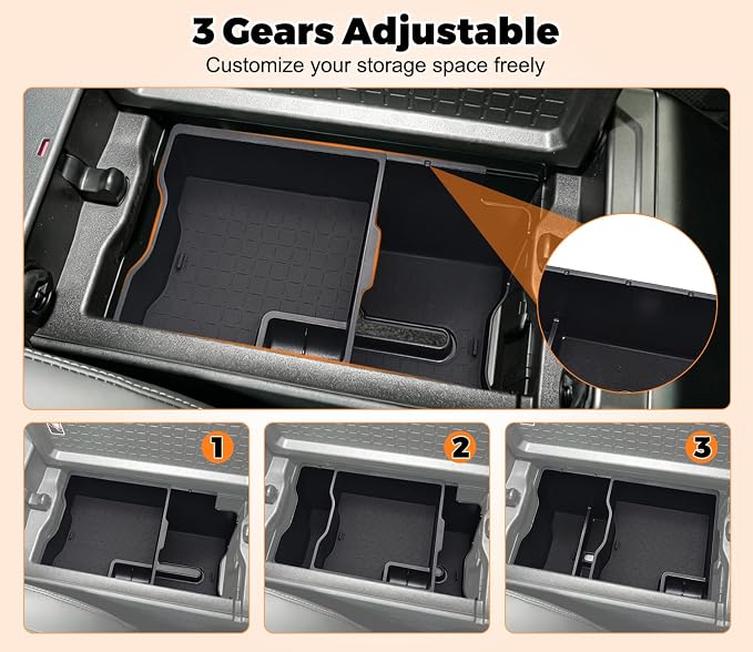 Dual Center Console Organizer for Toyota RAV4 2026+ Accessories (LE/SE/XLE/Woodland/XSE) RAV4 Console Tray Insert Organizer with Coin Holder Tissue Box Holder and Rubber Mats for Toyota RAV4 2026+