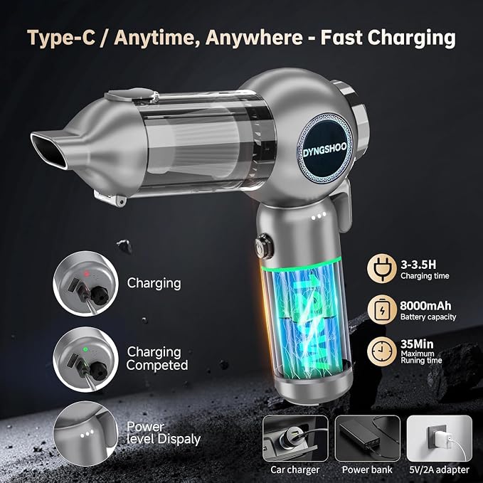 Brushless Handheld Car Vacuum （Equipped with a one-Touch Window Breaker and Seatbelt Cutter ）25000Pa Ultra-Strong Suction Ultra-Lightweight Mini Portable Vacuum Cleaner ， for Car，Office Desk，Pet Hair