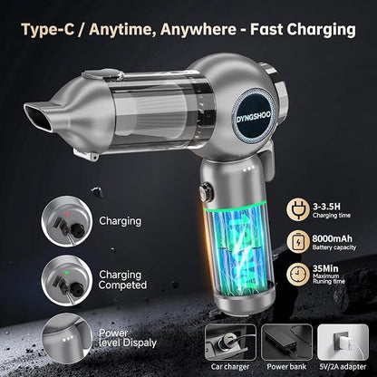 Brushless Handheld Car Vacuum （Equipped with a one-Touch Window Breaker and Seatbelt Cutter ）25000Pa Ultra-Strong Suction Ultra-Lightweight Mini Portable Vacuum Cleaner ， for Car，Office Desk，Pet Hair