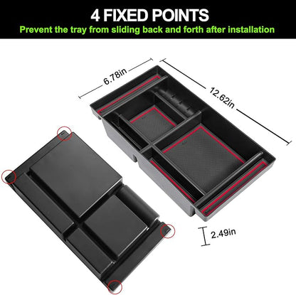 PIMCAR Center Console Organizer Compatible with 2019-2022 Chevy Silverado 1500/GMC Sierra 1500 & 2020-2023 Chevy Silverado/GMC Sierra 2500 HD/3500 HD (Full Console w/Bucket Seats ONLY) Red Trim
