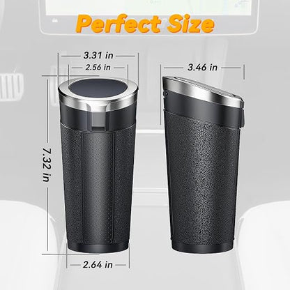Car Trash Can Bin with Lid - 2 Pack, Leakproof Garbage Can for Vehicle, Mini Trash Bin with 180 Attached Trash Bags, Easy to Clean Cup Holder Trash Can for Car, Home, Office