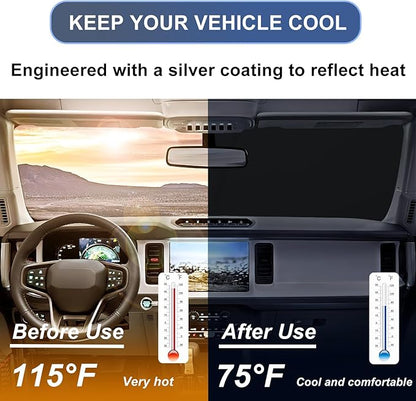Windshield Sun Shade for 2021-2026 Ford Bronco 2/4 Door| Foldable Front Window Sunshade| 310T Reflective Polyester| UV Heat Insulation Protection| Outdoor Camping (Not for Bronco Sport)