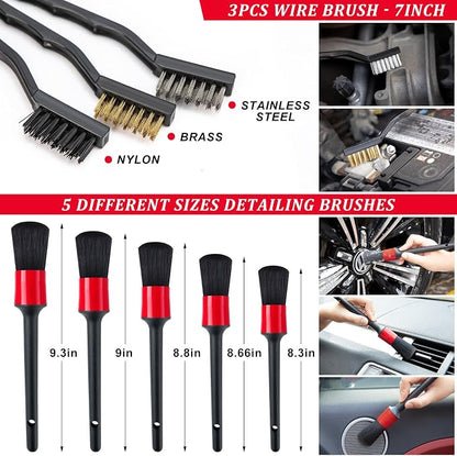 45Pcs Car Wash Cleaning Kit with High Power Handheld Vacuum Windshield Cleaning Tool with Side Mirror Squeegee Detailing Brushes Tire Brush Towels Complete Detailing Set for Car