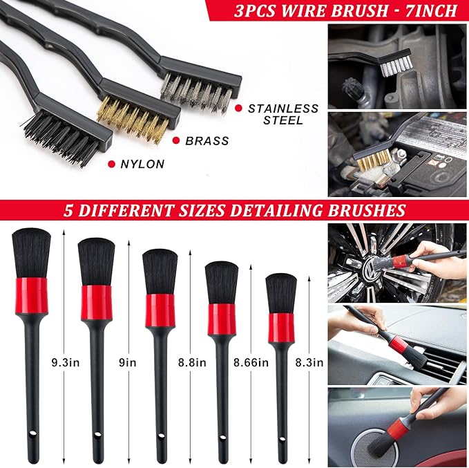 39Pcs Car Wash Cleaning Kit with Foam Gun Sprayer Detailing Brushes Collapsible Bucket Windshield Cleaning Tool Tire Brush Towels Complete Interior Exterior Detailing Set for Car