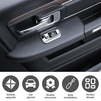Window Lift Switch Cover Interior Button Trim Kit for Dodge RAM 2010-2017/for 2011-2021 Dodge Charger Durango（Chrome