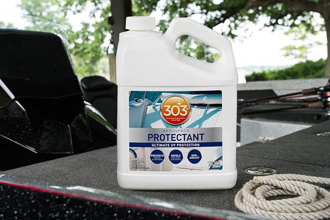 Provides UV protection for marine vinyl and surfaces while helping prevent fading, cracking, and staining.