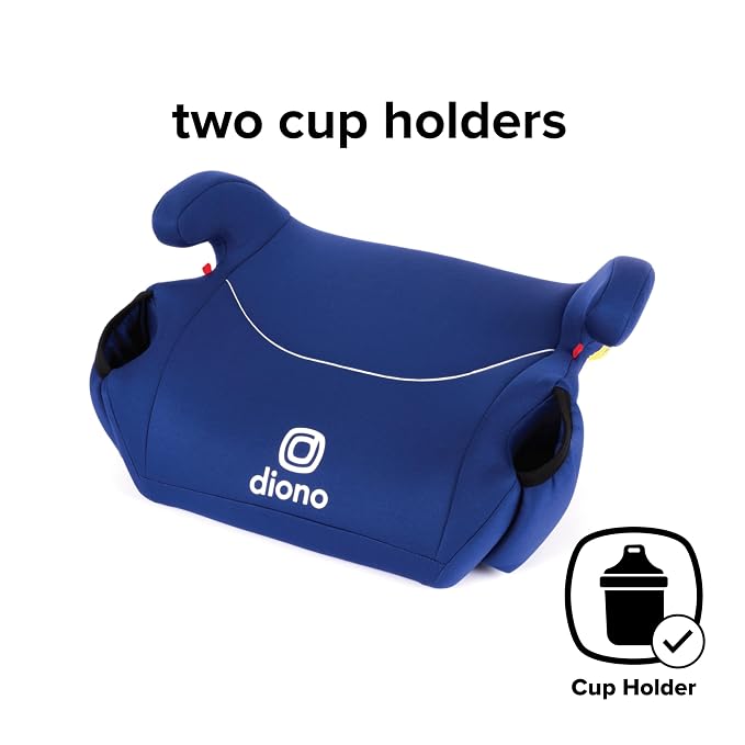 Diono Solana, No Latch, Pack of 2 Backless Booster Car Seats, Lightweight, Machine Washable Covers, Cup Holders, Blue