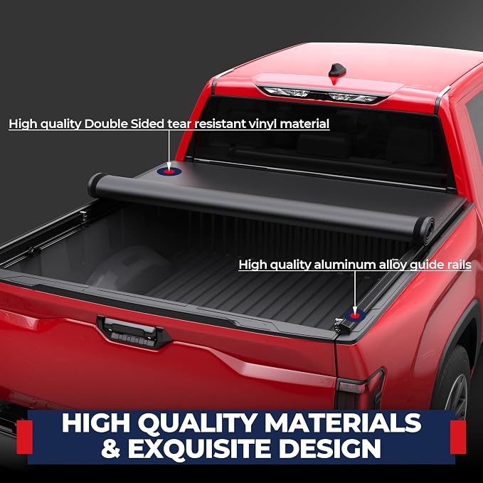 MOSTPLUS Roll-Up Soft Vinyl Truck Bed Tonneau Cover Compatible with 2014-2021 Toyota Tundra Fleetside for Models with The Deckrail System 6.5 FT 78.7inch