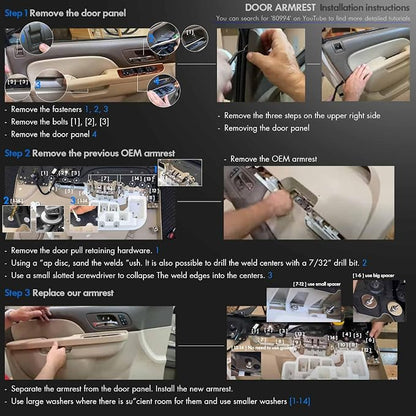 Door Panel Armrest Repair Fit for Chevy Silverado Suburban Tahoe Avalanche | Fit for GMC Sierra Yukon 2010-2014 | Fits Door Panel with Release Handle Above Armrest | Front Left & Right Side | Gray