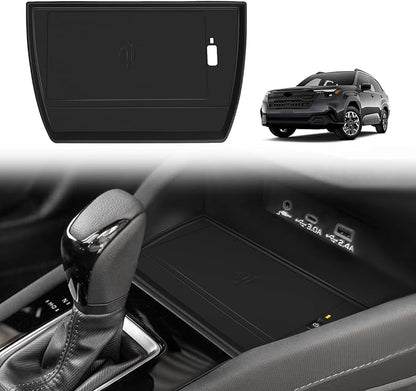Muslogy Center Console Inserts Compatible with 2025 Subaru Forester Accessories, Center Console Wireless Charger Protective Mat Liner Anti-Slip Phone Charge Area Charging Protection