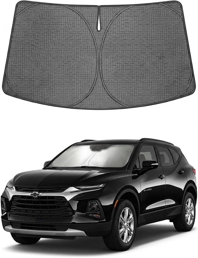 Proadsy Windshield Sun Shade Custom Fit Chevrolet Blazer 2019-2026 Ice Crystal Black Front Window Sunshade UV and Heat Blocker Foldable Visor Keeps Car Cooler for Summer Parking and Daily Use