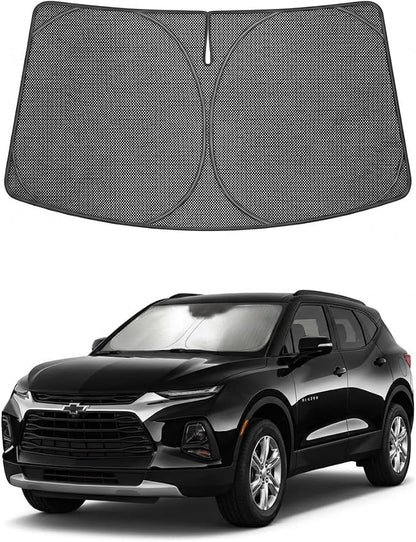 Proadsy Windshield Sun Shade Custom Fit Chevrolet Blazer 2019-2026 Ice Crystal Black Front Window Sunshade UV and Heat Blocker Foldable Visor Keeps Car Cooler for Summer Parking and Daily Use