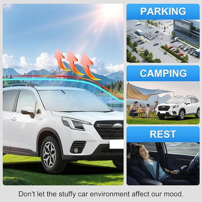 Custom Fit Windshield Sun Shade for Subaru Forester 2014-2018 | Perfect Vehicle Fit, Cooler Interior, Blocks UV Rays, Stronger Frame, Easy Fold & Store