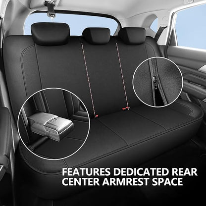 HChengkikz Car seat Covers Full Set, Waterproof Neoprene Seat Covers, Airbag Compatibable, Universal Automotive Comfort Protection for Most Cars, Trucks, SUVs (Black)