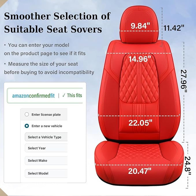 Coverado Car Seat Covers Full Set, Automotive Front and Rear Seat Covers with Backrest, Nappa Leather Car Seat Protectors Waterproof, Universal for Most Vehicles