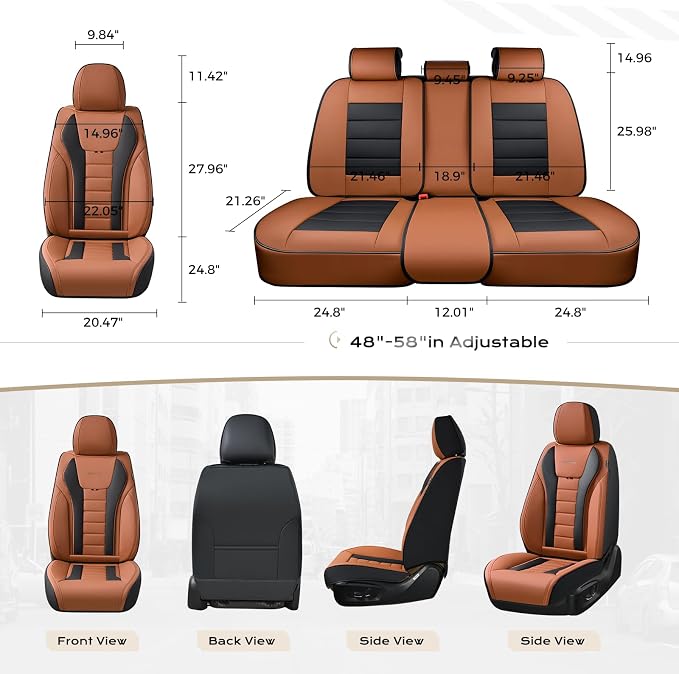 Coverado Car Seat Covers, Front Covers for Cars, Car Seat Cover Front Seats, Automotive Seat Cover, Waterproof, Leather Car Seat Cushion, Universal Interior Covers Seat Protectors for Most Cars