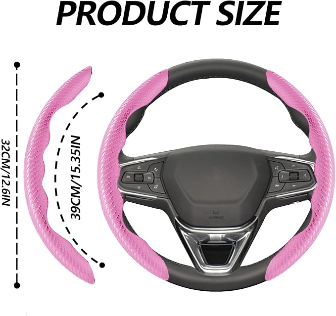 2pcs Universal Fit Carbon Fiber Steering Wheel Cover, Anti-Skid Steering Wheel Cover/Segmented Steering Wheel Protector/Car Interior Accessories (Plik)