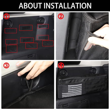 Aunginsy 1PCS Trunk Organizer Compatible with Toyota FJ Cruiser 2007-2021+, Car Left Side Trunk Storage Bag Backseat Hanging Storage Multi-Compartment Space Saving Accessories, With USA Flag Pattern