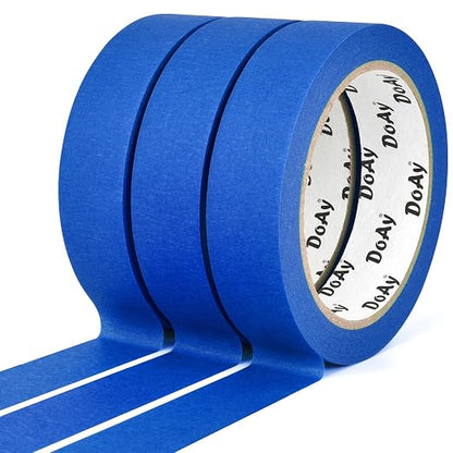3 Pack Blue Painters Tape - Masking Tape 1 Inch Wide - Multi-Surface, Smart Adhesion, Indoor & Outdoor - 300FT Total - Paint Tape for DIY, Labeling, Art, Car, General Purpose (#3910)