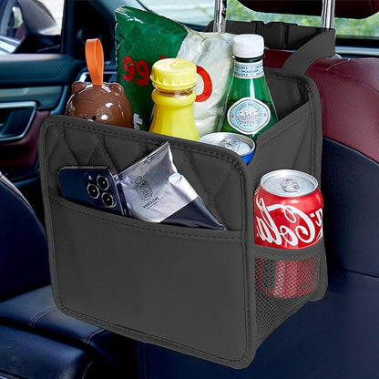 Car Seat Organizer, Backseat Car Organizer, Leather Waterproof Car Back Seat Organizer with Cup Holder Over the Car Seat & Headrest Organizer Backseat Hanging Car Seat Holder Bags