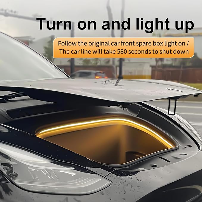 Frunk LED Light Strip for Tesla Model 3 2018 2019 2020 - Waterproof & Easy Installation Interior Lighting Bar with Flexible Silicone, Frunk Ambient Lighting Accessories (DC 15V, Warm White)