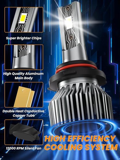 Compatible for 2004-2015 Honda Civic (Not For 2014-2015 Coupe Model), High/Low Beam 6500K White Light Combo Kit, Plug-N-Play, Powersports Bulbs, 4-Pack