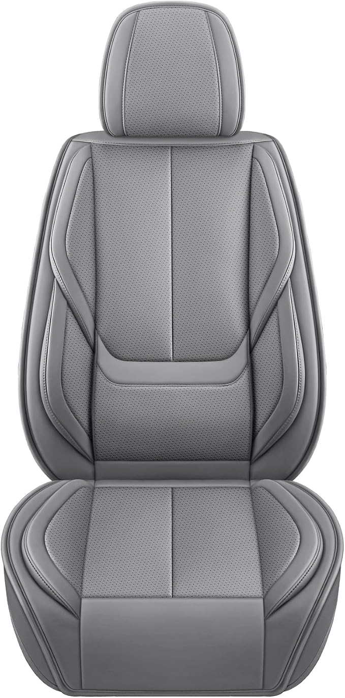 MINGBRON Leather Car Seat Covers,Car Seat Covers Full Set,Automotive Seat Covers 5 Seats,Fit for Most Cars SUV and Most Sedans Grey