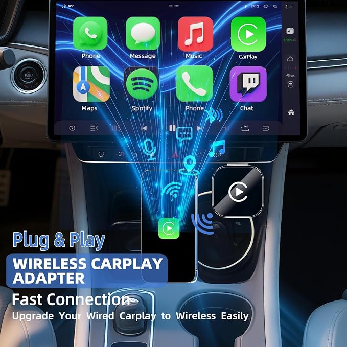 Wireless CarPlay Adapter, 2 in 1 2026 Convert Wired to Wireless CarPlay & Android Auto Adapter, Mini Size with Extension Cable USB & USB-C/Type-C, Stable Car Control & No Delay
