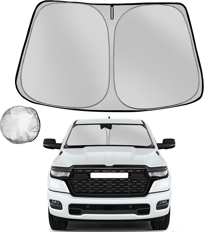 Windshield Sun Shade for 2019-2026 Dodge Ram 1500 Crew Cab,Mega Cab Pickup, 2Dr Regular Cab,4Dr Quad Cab Sun Sunshade for Car Front Window Automotive Interior Protector Custom Fit Accessories