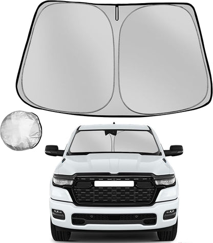 Windshield Sun Shade for 2019-2026 Dodge Ram 1500 Crew Cab,Mega Cab Pickup, 2Dr Regular Cab,4Dr Quad Cab Sun Sunshade for Car Front Window Automotive Interior Protector Custom Fit Accessories