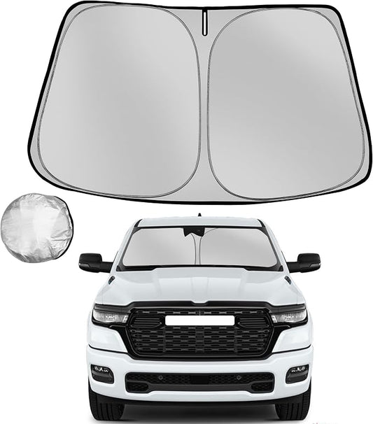 Windshield Sun Shade for 2019-2026 Dodge Ram 1500 Crew Cab,Mega Cab Pickup, 2Dr Regular Cab,4Dr Quad Cab Sun Sunshade for Car Front Window Automotive Interior Protector Custom Fit Accessories