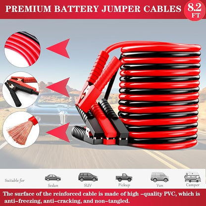 Car Emergency Kit with Jumper Cables Car Safety Kit Vehicle Emergency | Car Emergency Kits for Vehicles Headlamps, Car Glasses Holder, Safety Hammer, Ideal Gifts for New Drivers