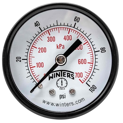 Winters 2 inch Dial Size, Multi Function Application Economy Utility Dry Pressure Gauge, Brass Internals, Steel Case, Dual Scale 0-100 psi/kPa, 3-2-3% Accuracy, 1/4 inch NPT Back Mount, Pressure Gauge