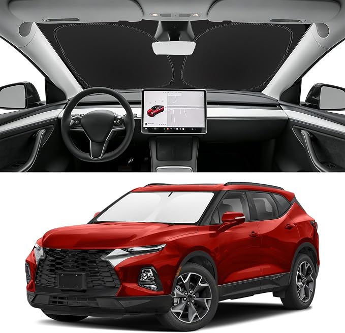 Custom Fit Windshield Sun Shade for Chevy Blazer 2019-2026, Blocks UV & Heat, Front Window Sunshade Accessories, Easy Fold & Store Keep Your Car Cooler