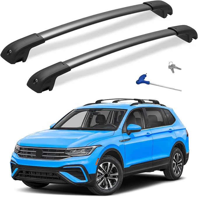 300lbs Lockable Roof Rack Cross Bar Fit for Volkswagen VW Tiguan 2018-2026 (Not for Limited) & Taos 2022-2026, Aluminum Roof Rails Crossbars for Cargo Bars Luggage Bike Kayak Rack