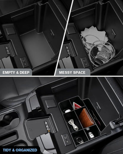 Center Console Lower Armrest Organizer Tray for 2022-2026 Silverado&Sierra 1500/2024-2026 Silverado&Sierra 2500HD/3500HD - Full Console w/Bucket Seats Only