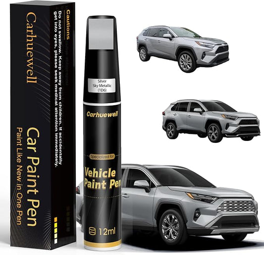 1D6 Silver Sky Metallic Touch Up Paint Compatible with Toyota, Exact Match Car Paint Pen Automotive Scratch Repair Remover Kit Quick & Easy Solution for Vehile Chips
