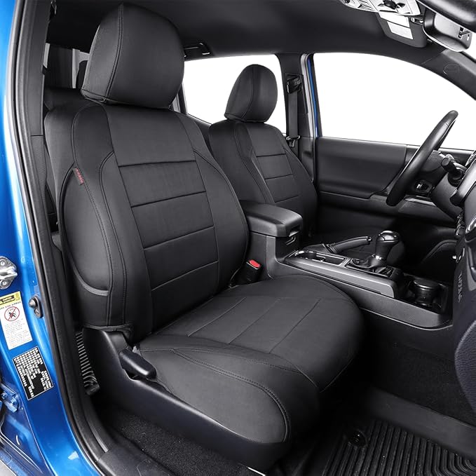 EKR Tacoma Seat Covers Custom Fit for Toyota Tacoma (Only for Hybrid) 2024 2025 2026 Double cab TRD Sport/TRD Off-Road/Limited/Trailhunter -Truck Seat Covers Full Set,Neoprene (Black)