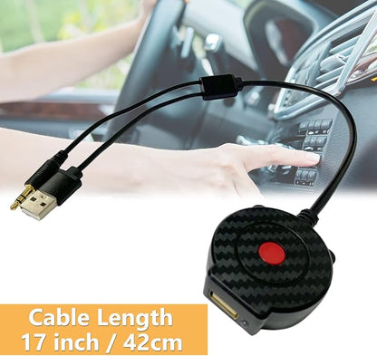 AMI MDI MMI Car Aux Receiver Music Streaming Adapter Compatible for Mini Coop-ers with USB & 3.5mm AUX Power Port